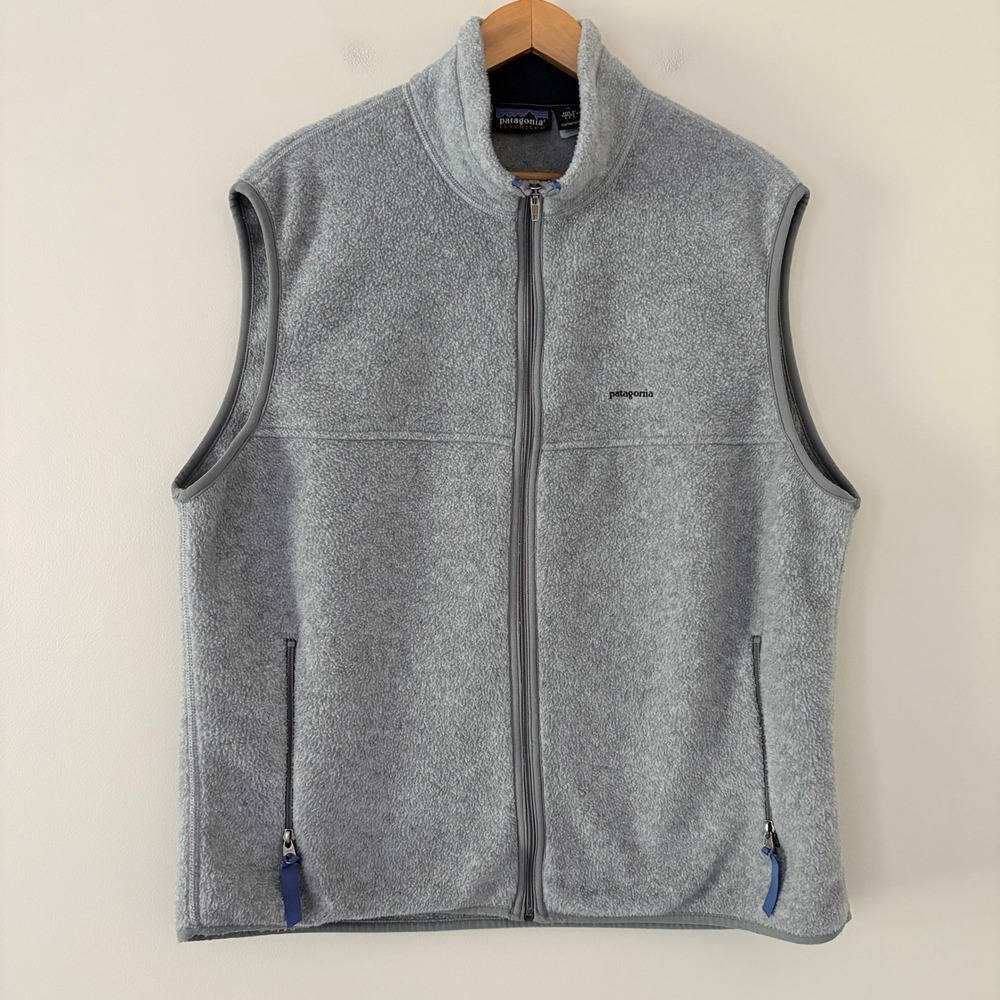 Patagonia Mens Vest Synchilla XL Gray Full Zip Fleece Made in USA Gorpcore Layer